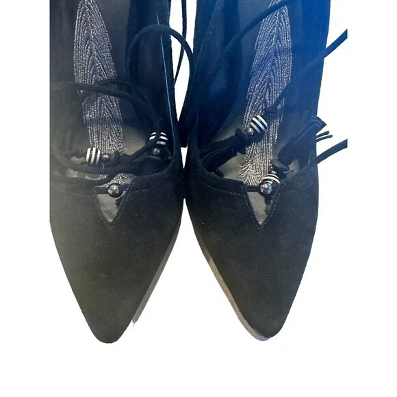 Brian Atwood Hanna Black Suede Heels Pumps Size 10 - Picture 3 of 12